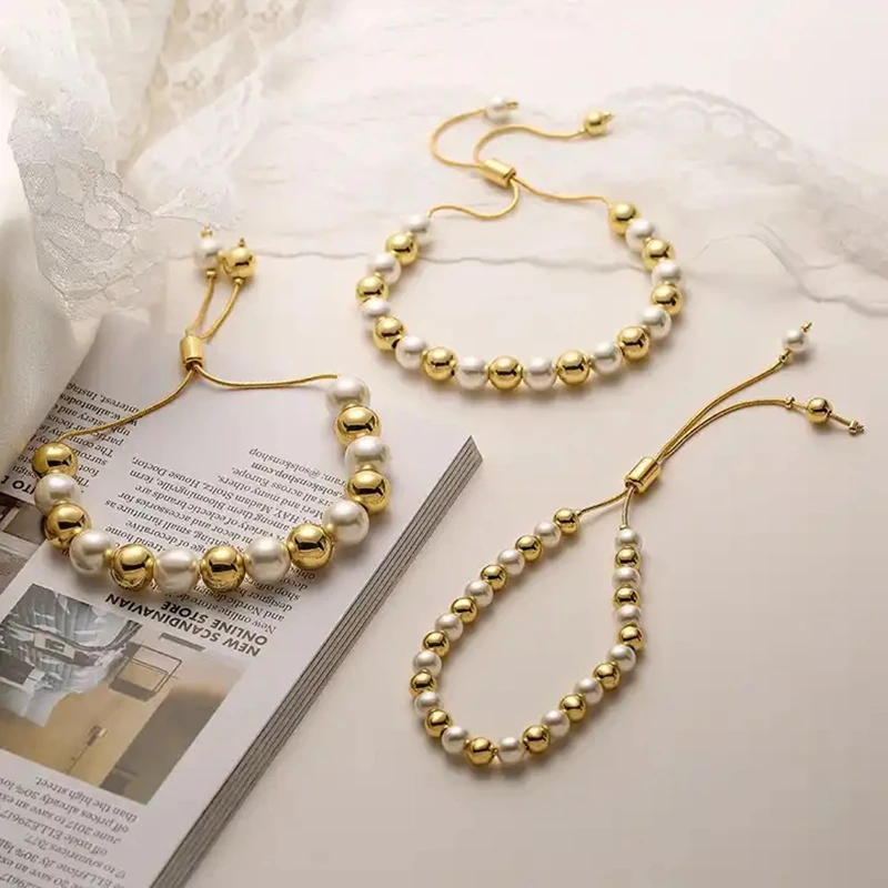 5Pcs Hot Handmade pearl gold beads bracelets retro fashion Boho jewelry Pearl Shell Ball bracelet adjustable for women
5Pcs Hot Handmade pearl gold beads bracelets retro fashion Boho jewelry Pearl Shell Ball bracelet adjustable for women