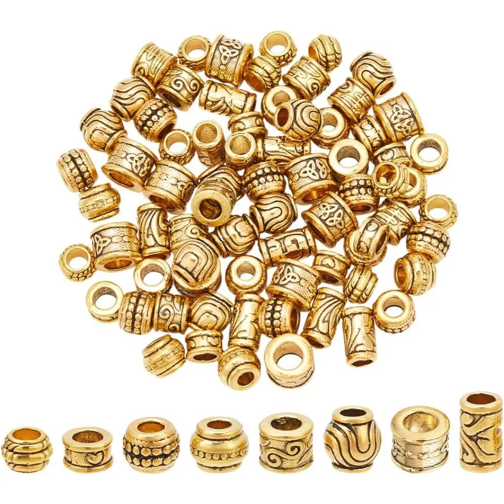 80 Pcs Style Large Hole Spacer Beads 8 Styles Hair Beads Alloy Chains Beads for Bracelet Necklace DIY Jewelry Making
80 Pcs Style Large Hole Spacer Beads 8 Styles Hair Beads Alloy Chains Beads for Bracelet Necklace DIY Jewelry Making