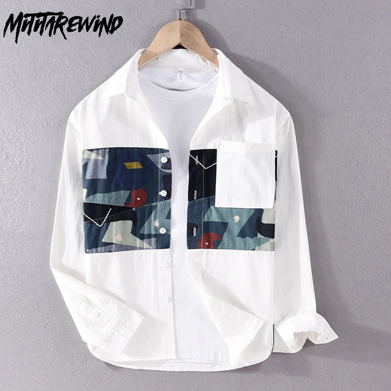New Long Sleeve White Shirt Men Spring Autumn Streetwear Tops Pure Cotton Casual Shirts Print Patchwork Designer Shirt Fashion
New Long Sleeve White Shirt Men Spring Autumn Streetwear Tops Pure Cotton Casual Shirts Print Patchwork Designer Shirt Fashion