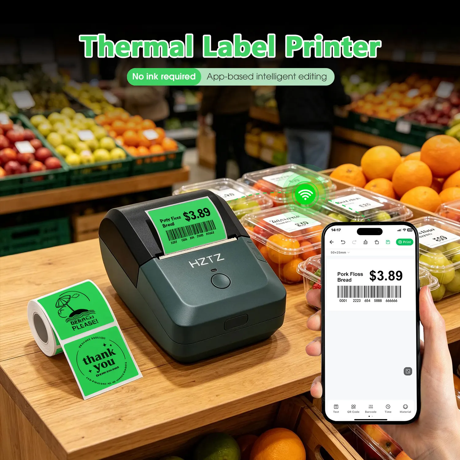 40x30mm Thermal Label Printer, No Ink Mini Portable Label Maker, 203DPI Wireless for Price Tags, Barcodes, Small Business
40x30mm Thermal Label Printer, No Ink Mini Portable Label Maker, 203DPI Wireless for Price Tags, Barcodes, Small Business