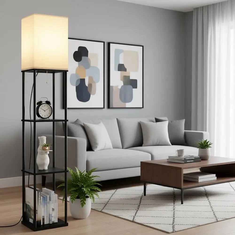 Напольная лампа с полками, 3-ярусная, квадратная книжная полка, в комплекте лампа с 3 цветовыми температурами свечения, черная, подходит для гостиной и спальни
Напольная лампа с полками, 3-ярусная, квадратная книжная полка, в комплекте лампа с 3 цветовыми температурами свечения, черная, подходит для гостиной и спальни