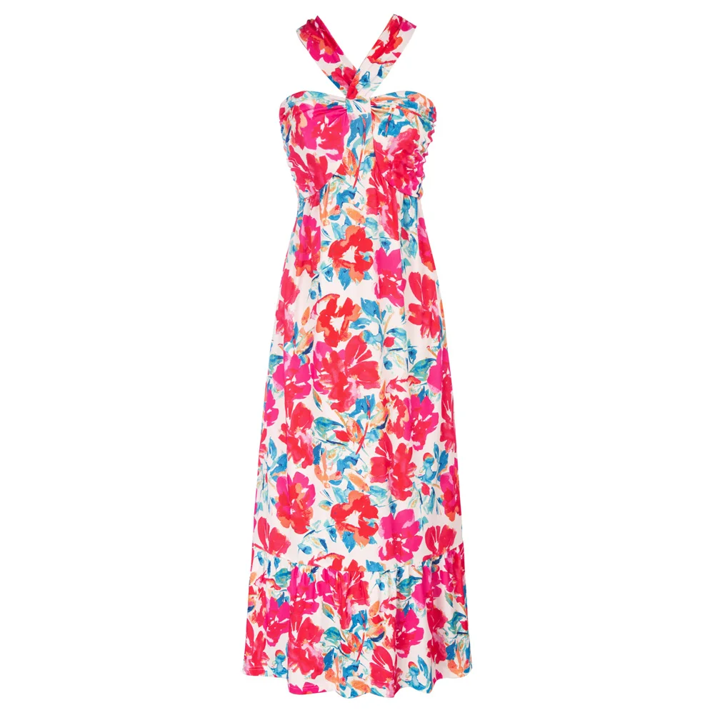 GK Women Halterneck Boho Dress Ruched Bodice Tiered Skirt A Line Dress Floral Print Mid Calf Sleeveless Bohemian Halter Dresses
GK Women Halterneck Boho Dress Ruched Bodice Tiered Skirt A Line Dress Floral Print Mid Calf Sleeveless Bohemian Halter Dresses