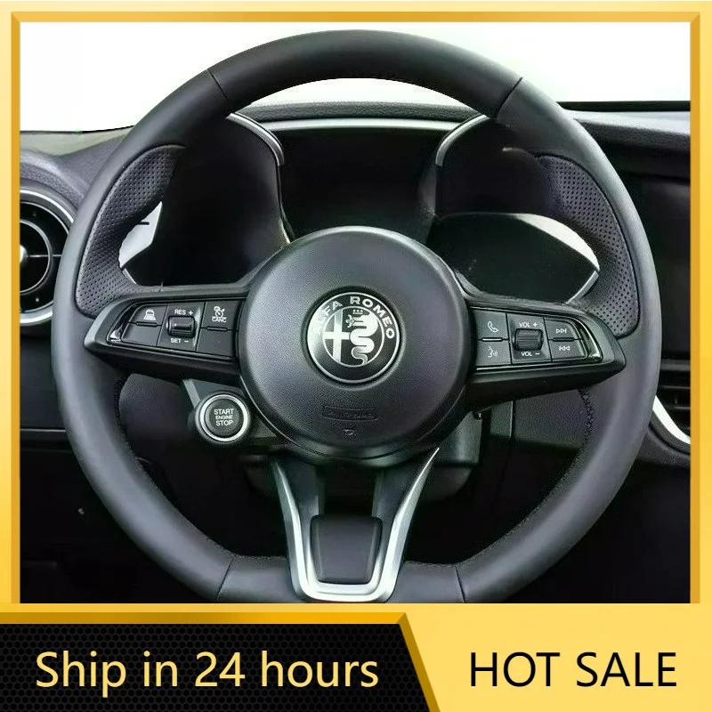 Car Stickers Hand Stitched Renovation Non-slip Wear-resistant Black Leather Car Steering Wheel Cover For Alfa Romeo Stelvio Giul
Car Stickers Hand Stitched Renovation Non-slip Wear-resistant Black Leather Car Steering Wheel Cover For Alfa Romeo Stelvio Giul