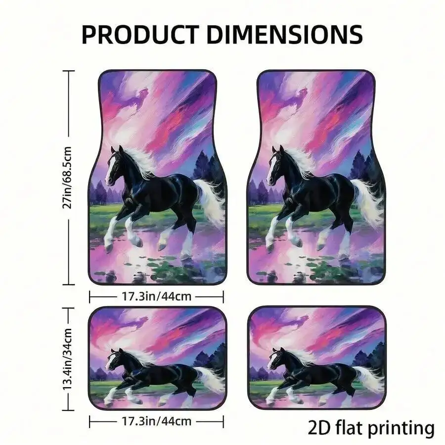 4pcs Universal Car Floor Mats Black Horse Pattern Polyester All Season Washable Non Slip
4pcs Universal Car Floor Mats Black Horse Pattern Polyester All Season Washable Non Slip