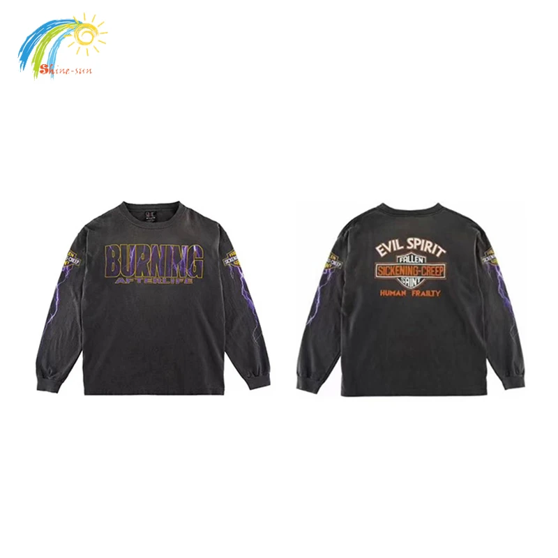 Lightning Print Vintage Washed Gray Saint Long Sleeved T-Shirt Men Women Oversized Streetwear T Shirt Top Inside Tags
Lightning Print Vintage Washed Gray Saint Long Sleeved T-Shirt Men Women Oversized Streetwear T Shirt Top Inside Tags