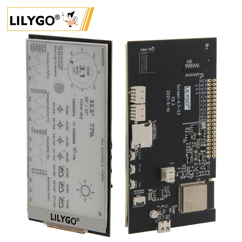 TTGO T5 4.7 Inch E-paper V2.3 ESP32-S3 TF Development Driver Board Display Module for Arduin
TTGO T5 4.7 Inch E-paper V2.3 ESP32-S3 TF Development Driver Board Display Module for Arduin