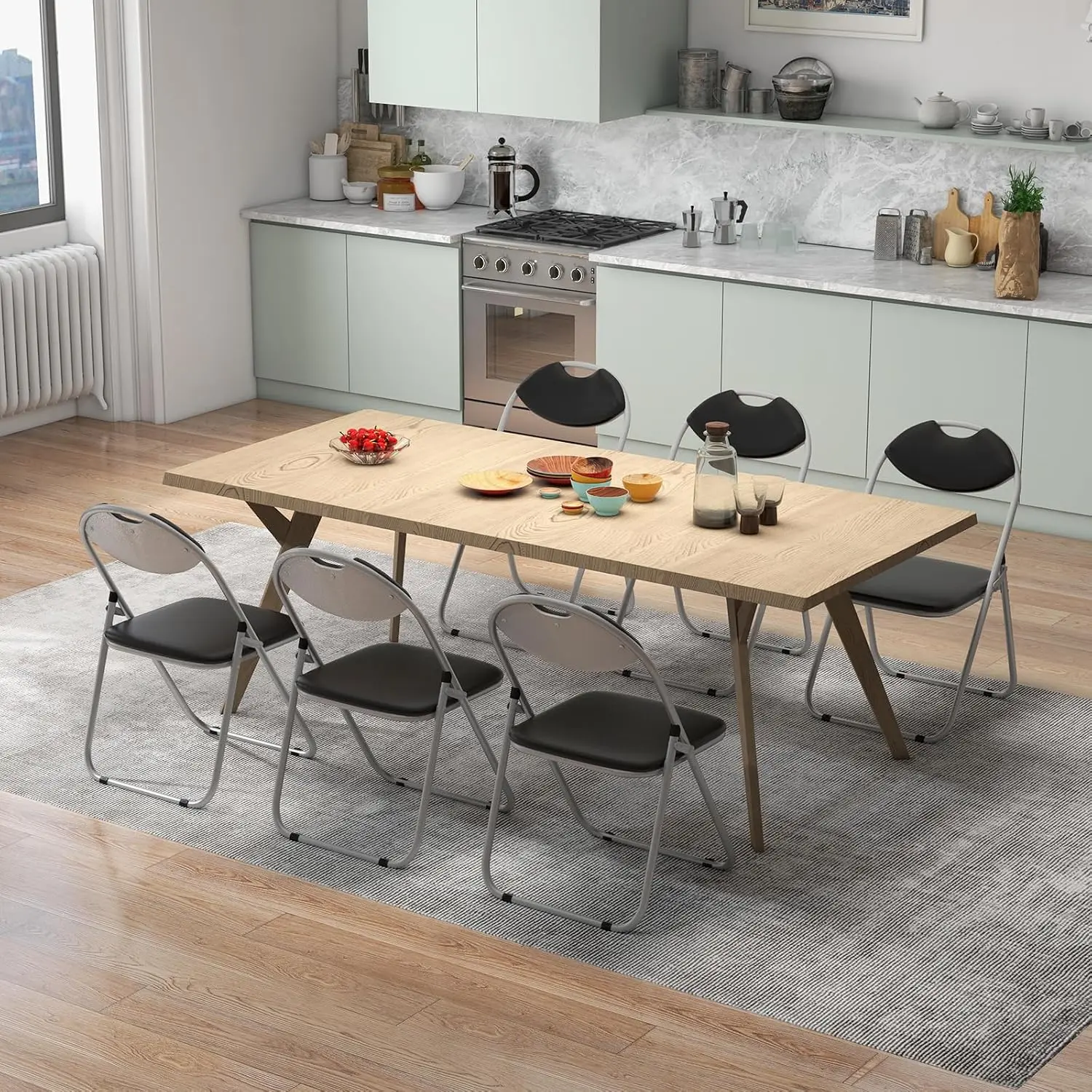 Folding Chair, Metal Foldable Chair 6 Pack with Padded Cushion & Portable Handle, Stackable Dining Chairs w/Comfortable Back
Folding Chair, Metal Foldable Chair 6 Pack with Padded Cushion & Portable Handle, Stackable Dining Chairs w/Comfortable Back