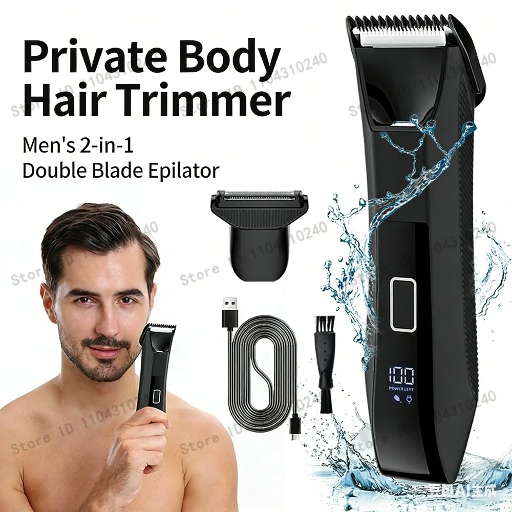 Groin & Body Hair Trimmer Waterproof Wet/Dry Groomer USB-C Rechargeable with Travel Lock Dual-Head Safe Trimmer & Foil Blades
Groin & Body Hair Trimmer Waterproof Wet/Dry Groomer USB-C Rechargeable with Travel Lock Dual-Head Safe Trimmer & Foil Blades