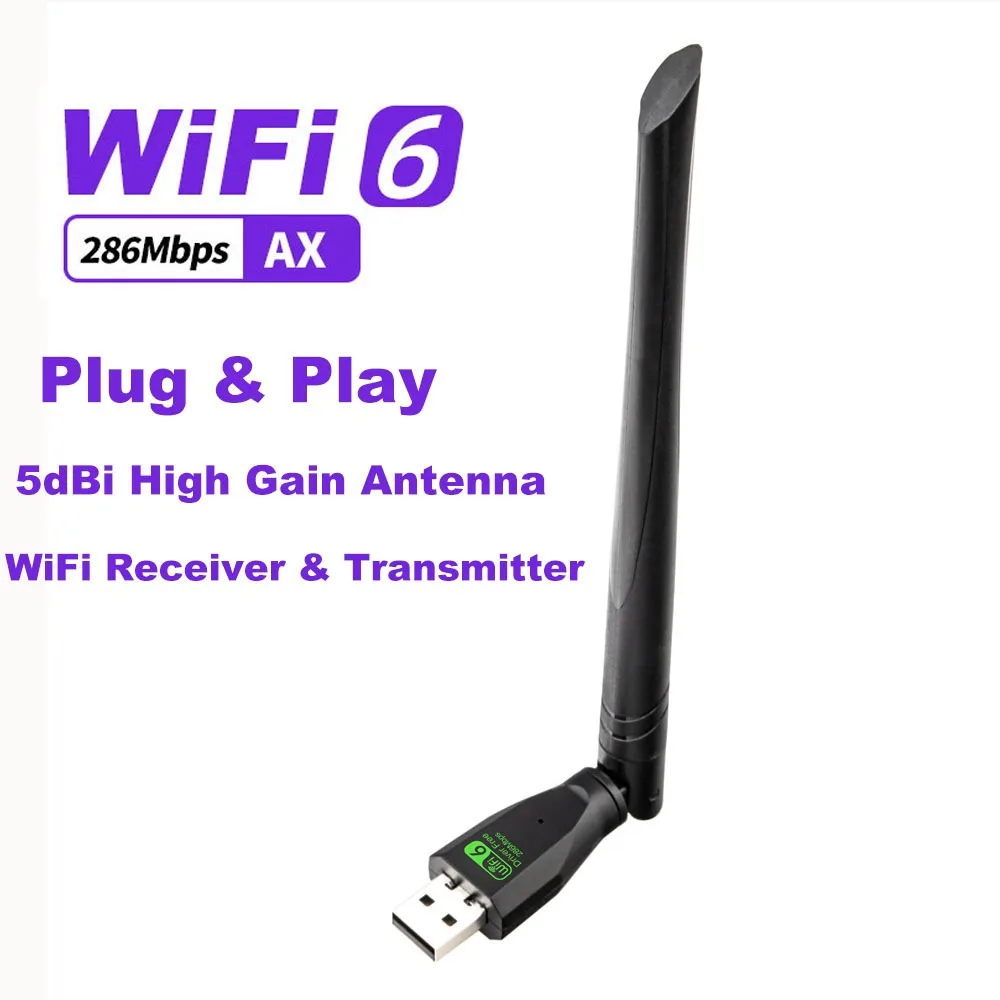 AX286 WiFi 6 USB Adapter 286Mbps 2.4GHz Driver Free 5dBi Antenna Wireless Network Card for Laptop Win7/10/11 Receiver Transmitte
AX286 WiFi 6 USB Adapter 286Mbps 2.4GHz Driver Free 5dBi Antenna Wireless Network Card for Laptop Win7/10/11 Receiver Transmitte