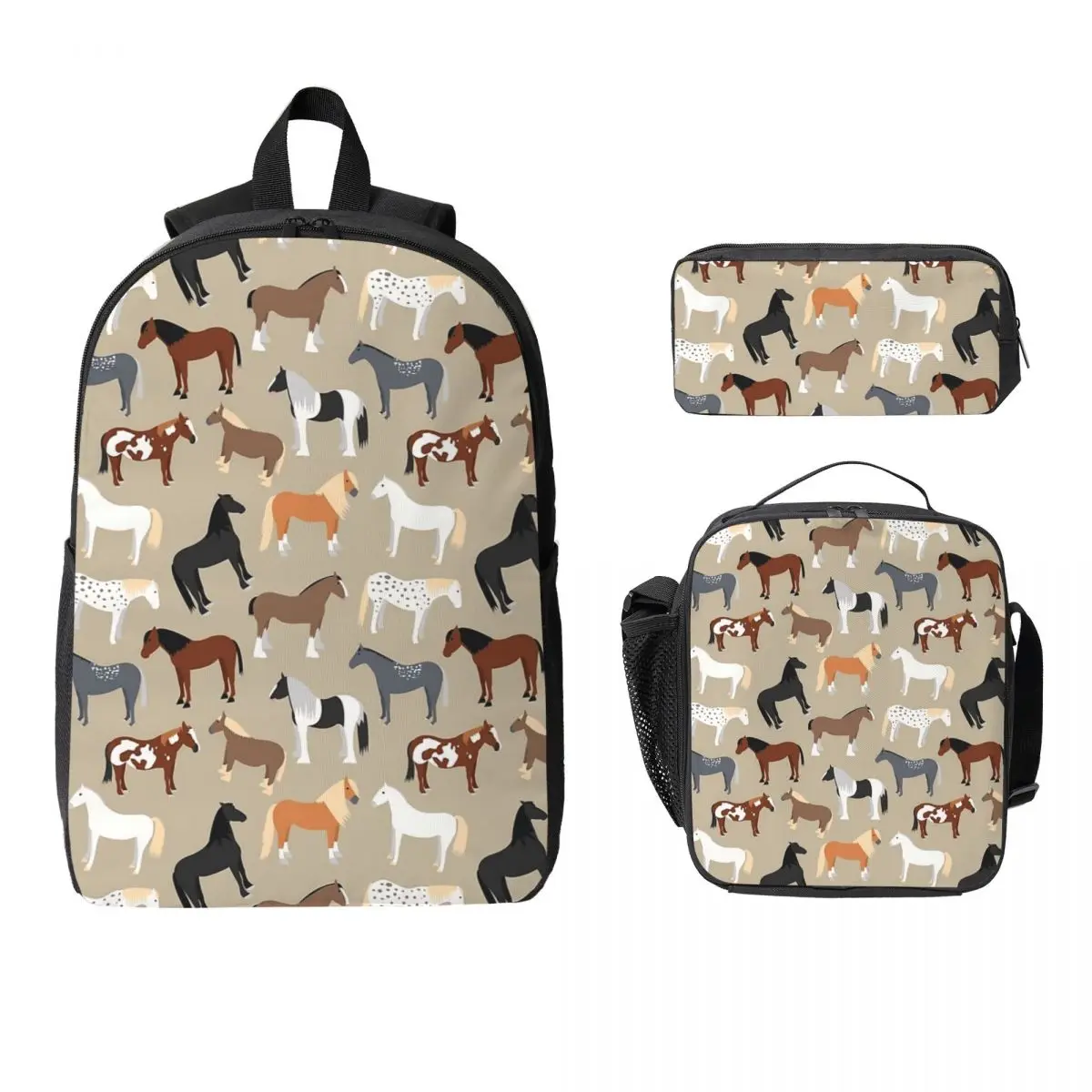 Horse Breeds Pattern Backpack Student Boys Girls BookBag School Bag Laptop Shoulder Bags 3ps Insulated Lunch Bag Pencil Case
Horse Breeds Pattern Backpack Student Boys Girls BookBag School Bag Laptop Shoulder Bags 3ps Insulated Lunch Bag Pencil Case