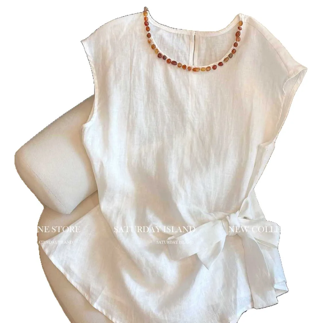 Large Size Women's Clothing Summer New Solid Color Commuter Wind Strap Waist Thin Beaded Splicing Round Neck Sleeveless Vest
Large Size Women's Clothing Summer New Solid Color Commuter Wind Strap Waist Thin Beaded Splicing Round Neck Sleeveless Vest