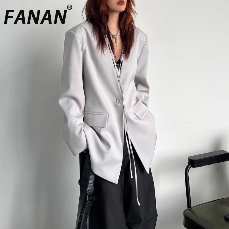 FANAN Fashion Drawstring Design Blazers For Women V Neck Single Breasted Long Sleeve Loose Coats Female Jackets 2025 Spring New
FANAN Fashion Drawstring Design Blazers For Women V Neck Single Breasted Long Sleeve Loose Coats Female Jackets 2025 Spring New