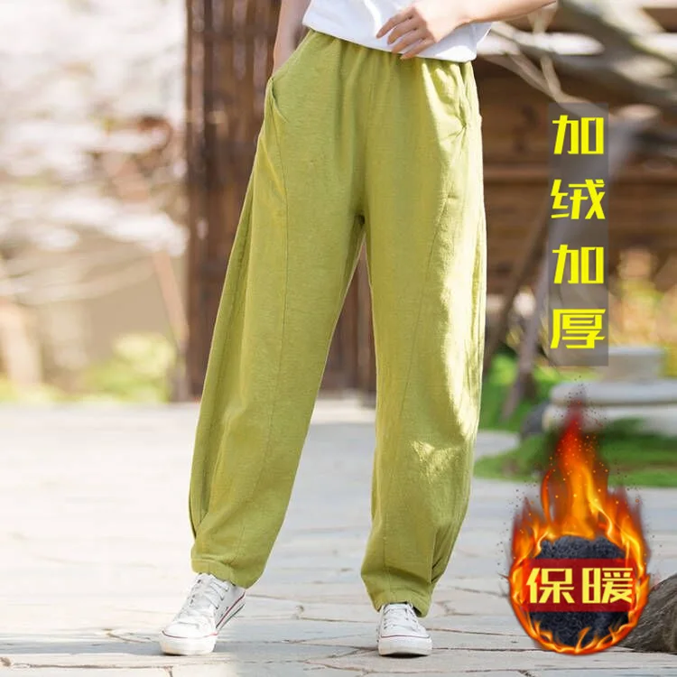 Cotton and linen women's clothing literary ramie velvet thickened splicing casual trousers versatile and thin bloomers fashionab
Cotton and linen women's clothing literary ramie velvet thickened splicing casual trousers versatile and thin bloomers fashionab