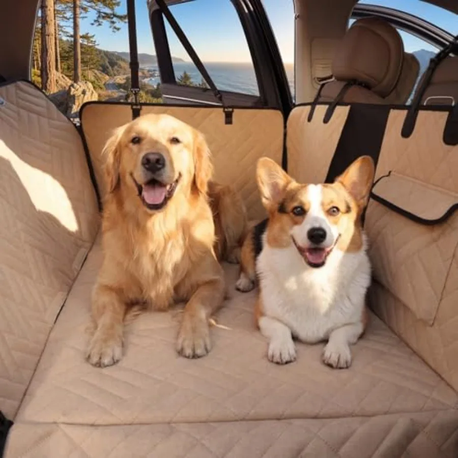 Dog Car Seat Cover for Back Seat, 900D Heavy-Duty Oxford Cloth Pet Car Seat Cover with Hard Bottom, Waterproof Dog Hammock for
Dog Car Seat Cover for Back Seat, 900D Heavy-Duty Oxford Cloth Pet Car Seat Cover with Hard Bottom, Waterproof Dog Hammock for