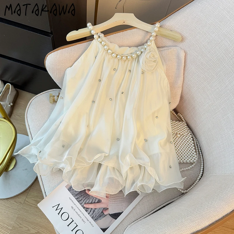 Matakawa Spring Summer T Shirt for Women Beading Pearls Flowers Solid Ropa De Mujer Elegant Korean Fashion Sweet Tank Tops
Matakawa Spring Summer T Shirt for Women Beading Pearls Flowers Solid Ropa De Mujer Elegant Korean Fashion Sweet Tank Tops