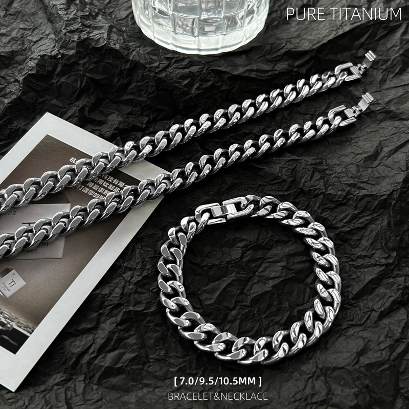 Luxury 9.5mm / 10.5mm Pure Titanium Grinding Surface Necklace Non-Allergic Ultra Light Cuban Bracelet Jewellery for Men Women
Luxury 9.5mm / 10.5mm Pure Titanium Grinding Surface Necklace Non-Allergic Ultra Light Cuban Bracelet Jewellery for Men Women
