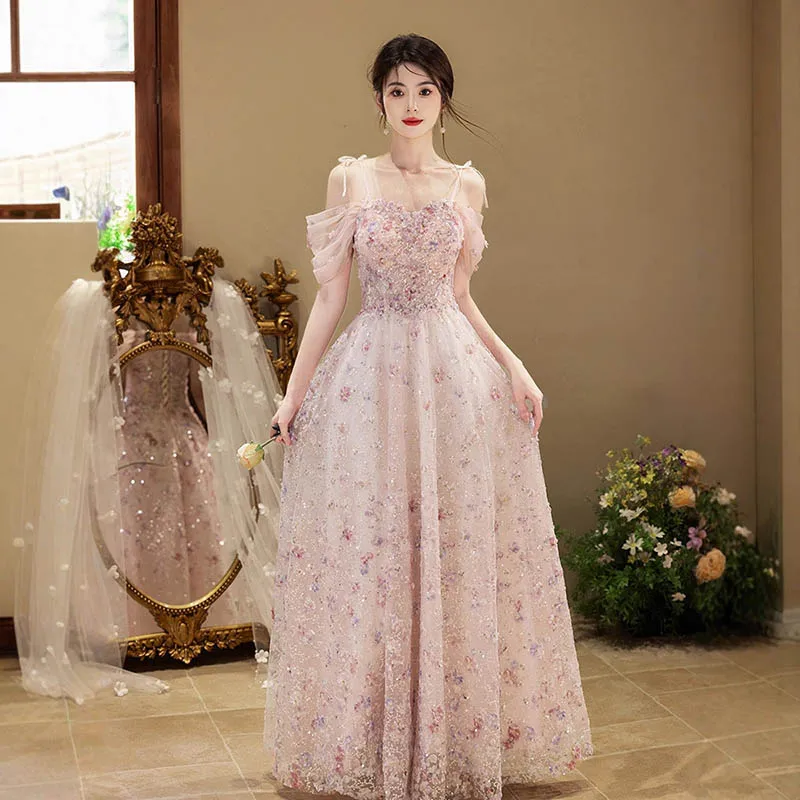 Light Luxury Pink Applique Evening Dress Women's Off Shoulder Camisole Party Dress High-end Slimming Sequined Prom Dresses
Light Luxury Pink Applique Evening Dress Women's Off Shoulder Camisole Party Dress High-end Slimming Sequined Prom Dresses