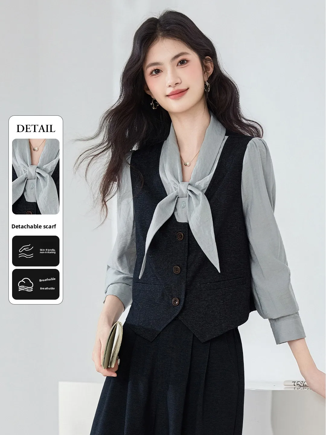 Весна 2026: Женская блузка с длинным рукавом, приталенный крой, дышащий смесовый материал (полиэстер/вискоза), деловой повседневный стиль
Весна 2026: Женская блузка с длинным рукавом, приталенный крой, дышащий смесовый материал (полиэстер/вискоза), деловой повседневный стиль