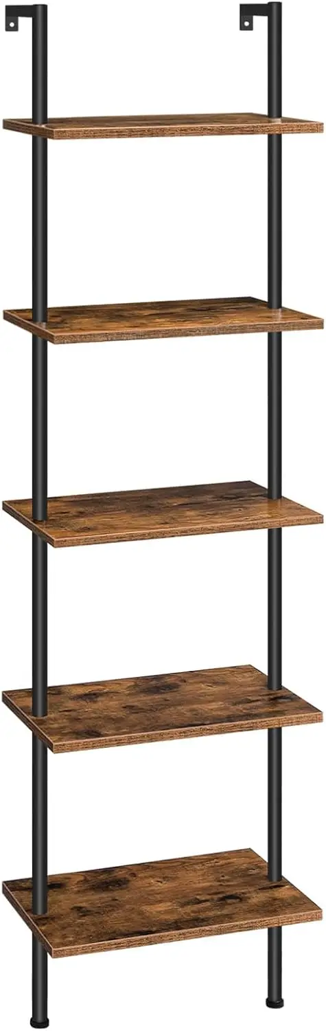 5-Tier Ladder Shelf, Narrow Wall Mounted Bookshelf for Living Room, Study, Rustic Brown and Black
5-Tier Ladder Shelf, Narrow Wall Mounted Bookshelf for Living Room, Study, Rustic Brown and Black