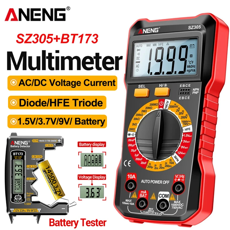 Multifunction Digital Multimeter Professional ANENG AC/DC Voltage Ammeter Capacitor NCV Voltage Tester Electrician Tools set
Multifunction Digital Multimeter Professional ANENG AC/DC Voltage Ammeter Capacitor NCV Voltage Tester Electrician Tools set