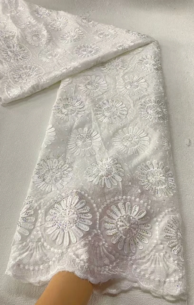 High-Quality Africa Nigerian Sequins Cotton Embroidery Lace Fabric Tulle 5 Yards for Wedding Party Dress Chiffon JL458 2025
High-Quality Africa Nigerian Sequins Cotton Embroidery Lace Fabric Tulle 5 Yards for Wedding Party Dress Chiffon JL458 2025