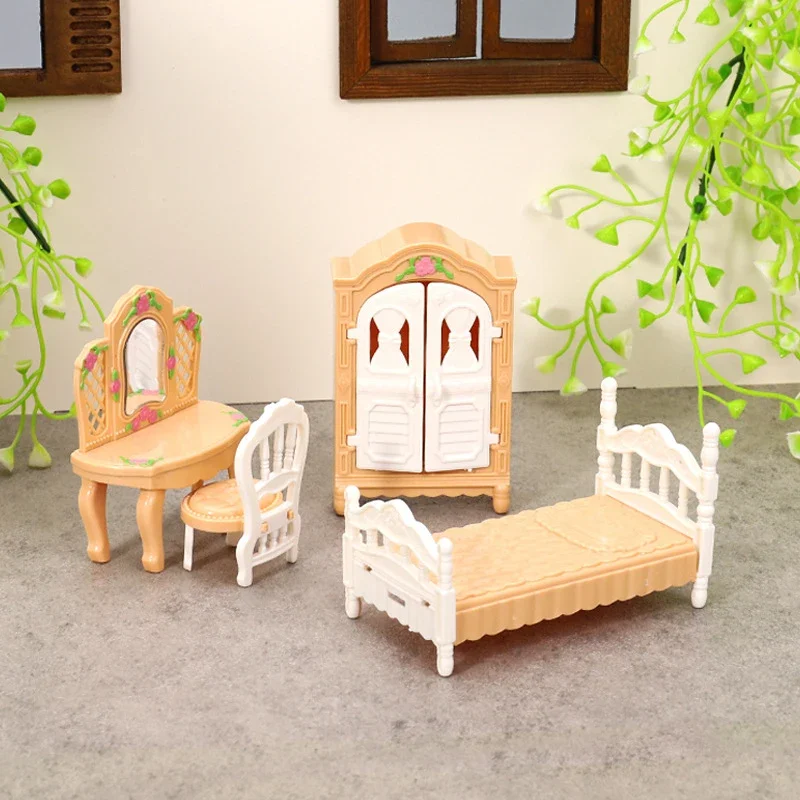 Doll House Miniature Furniture Model, 1:12 Bedroom Set with Wardrobe and Dresser, Fun Decor Toy Accessory 
Doll House Miniature Furniture Model, 1:12 Bedroom Set with Wardrobe and Dresser, Fun Decor Toy Accessory
