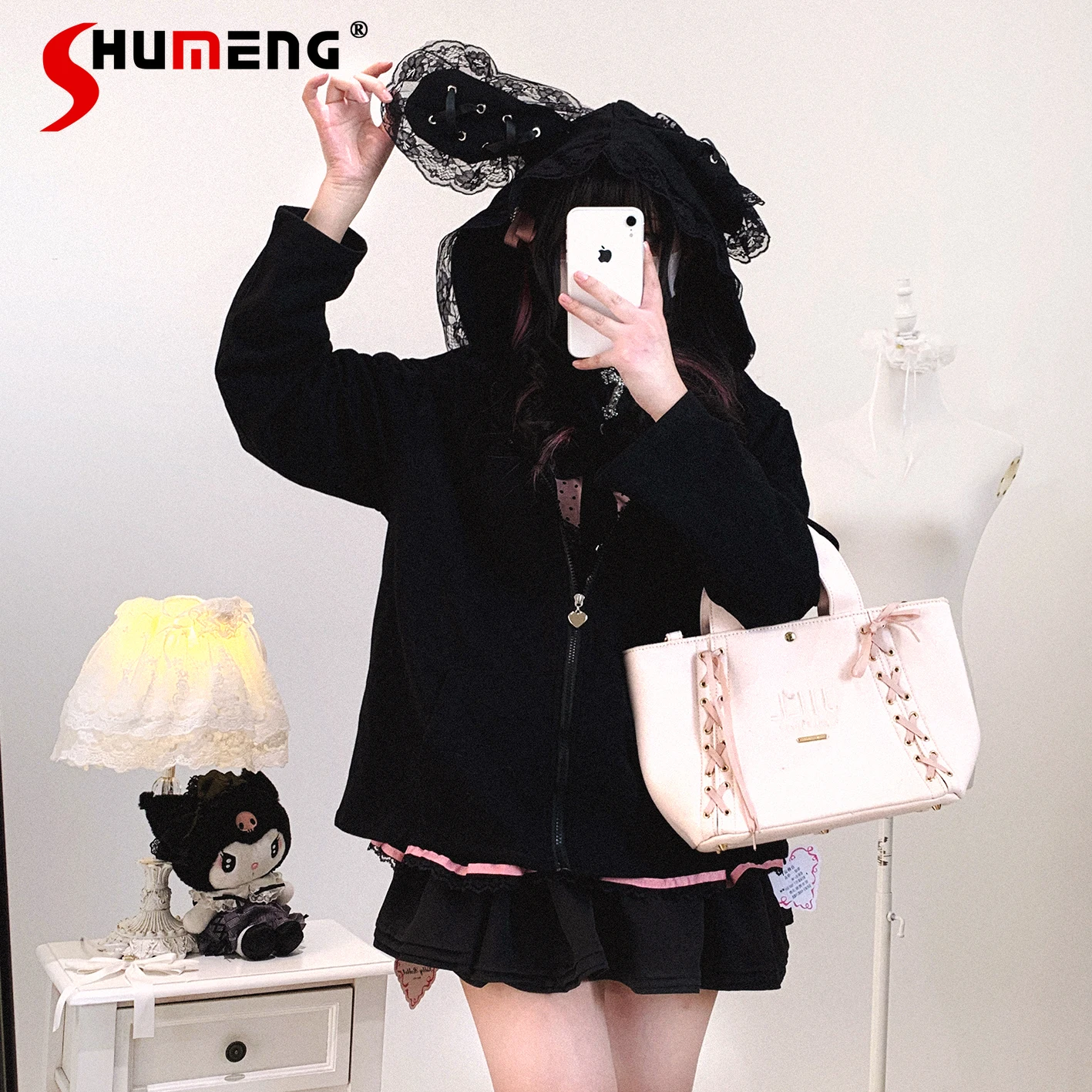 Subculture Mine, черный кардиган на молнии с капюшоном, куртка на весну и осень, новые кружевные кроличьи уши для девочек, кавайные пальто Y2K, толстовка
Subculture Mine, черный кардиган на молнии с капюшоном, куртка на весну и осень, новые кружевные кроличьи уши для девочек, кавайные пальто Y2K, толстовка