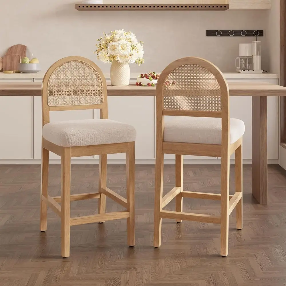 Rattan Counter Height Bar Stools Set of 2, Upholstered in Chenille with Solid Wood Legs, Natural Chic Kitchen Island Chairs
Rattan Counter Height Bar Stools Set of 2, Upholstered in Chenille with Solid Wood Legs, Natural Chic Kitchen Island Chairs