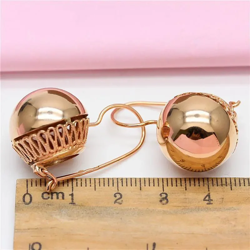 585 Purple Gold Plated 14K Rose Gold Glossy Round Bead Earrings for Women Luxury Classic Glamour Cutout craft Party Jewelry
585 Purple Gold Plated 14K Rose Gold Glossy Round Bead Earrings for Women Luxury Classic Glamour Cutout craft Party Jewelry