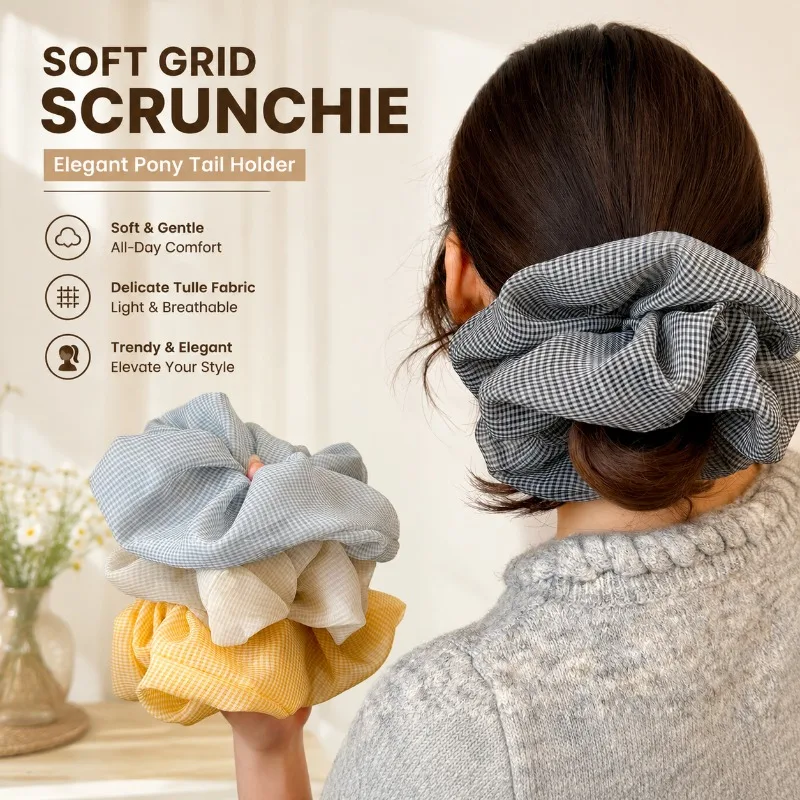 Fine Plaid Series Tulle Elegant Scrunchie Women Premium Hair Tie Stylish Bun Ponytail Ornament Soft Delicate Daily Hairstyle
Fine Plaid Series Tulle Elegant Scrunchie Women Premium Hair Tie Stylish Bun Ponytail Ornament Soft Delicate Daily Hairstyle