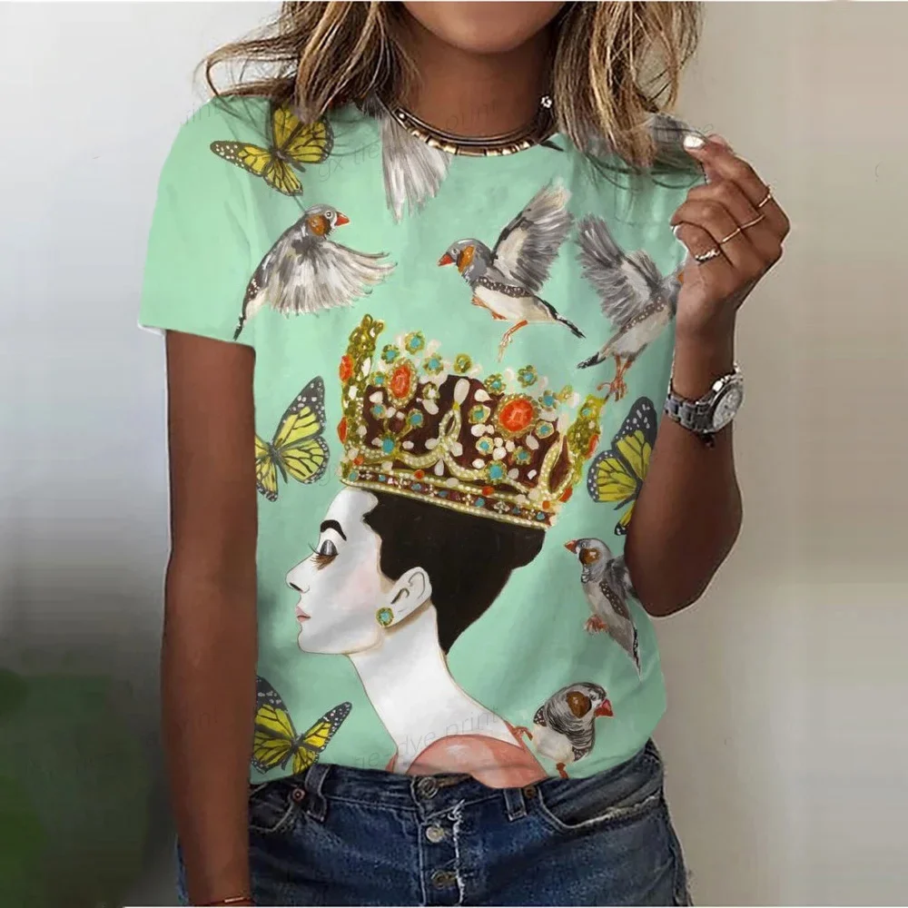Luxury Elegant Women T-Shirts 3D Butterfly Queen Print Tops For Woman Fashion Casual Vintage Female Clothing Summer New Tshirts
Luxury Elegant Women T-Shirts 3D Butterfly Queen Print Tops For Woman Fashion Casual Vintage Female Clothing Summer New Tshirts