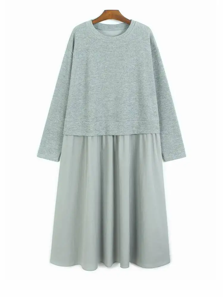 Женское серое вязаное повседневное платье миди большого размера, новое модное платье с круглым вырезом и длинными рукавами, весна-осень
Женское серое вязаное повседневное платье миди большого размера, новое модное платье с круглым вырезом и длинными рукавами, весна-осень