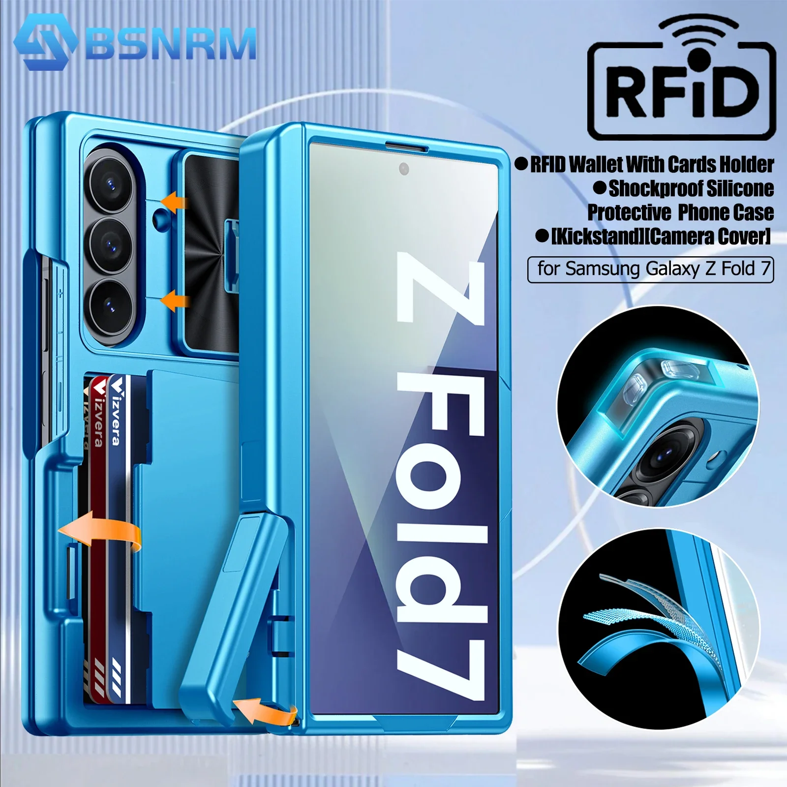 for Samsung Galaxy Z Fold 7 Case Wallet,RFID Cards Holder,Hidden bracket,Camera Cover,Shockproof Silicone Phone Case-Light Blue
for Samsung Galaxy Z Fold 7 Case Wallet,RFID Cards Holder,Hidden bracket,Camera Cover,Shockproof Silicone Phone Case-Light Blue