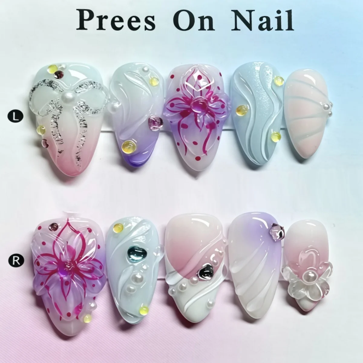 24pcs False Nail Tips Gradient Pink Purple Nails Art French Rhinestone Design Almond Press on Nails Bow Flower Pattern Fake Nail
24pcs False Nail Tips Gradient Pink Purple Nails Art French Rhinestone Design Almond Press on Nails Bow Flower Pattern Fake Nail