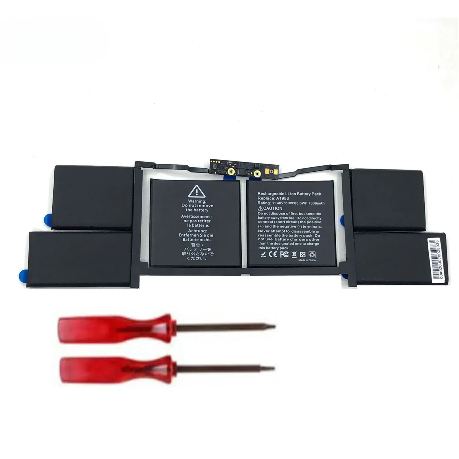 11.4v 83.6Wh Brand New Laptop Battery A1953 for Macbook Pro Retina 15" A1990 battery Mid 2018
11.4v 83.6Wh Brand New Laptop Battery A1953 for Macbook Pro Retina 15" A1990 battery Mid 2018