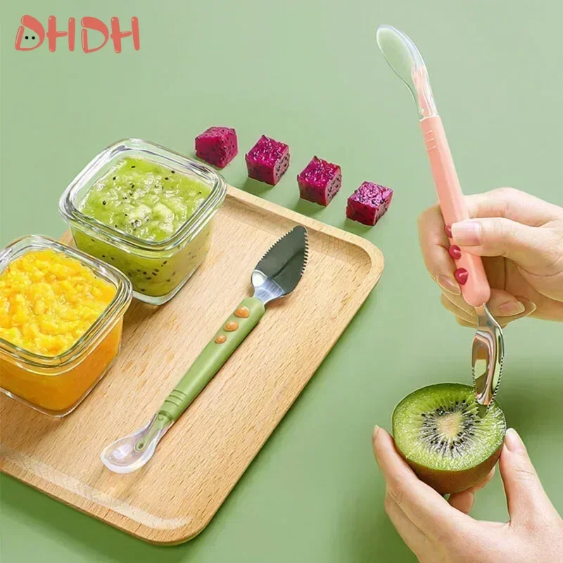 Baby Spoon Fruit Scraping Mud Spoon Feeding Spoon Soft Silicone Spoon Stainless Steel Double Headed Tableware Baby Gadgets
Baby Spoon Fruit Scraping Mud Spoon Feeding Spoon Soft Silicone Spoon Stainless Steel Double Headed Tableware Baby Gadgets