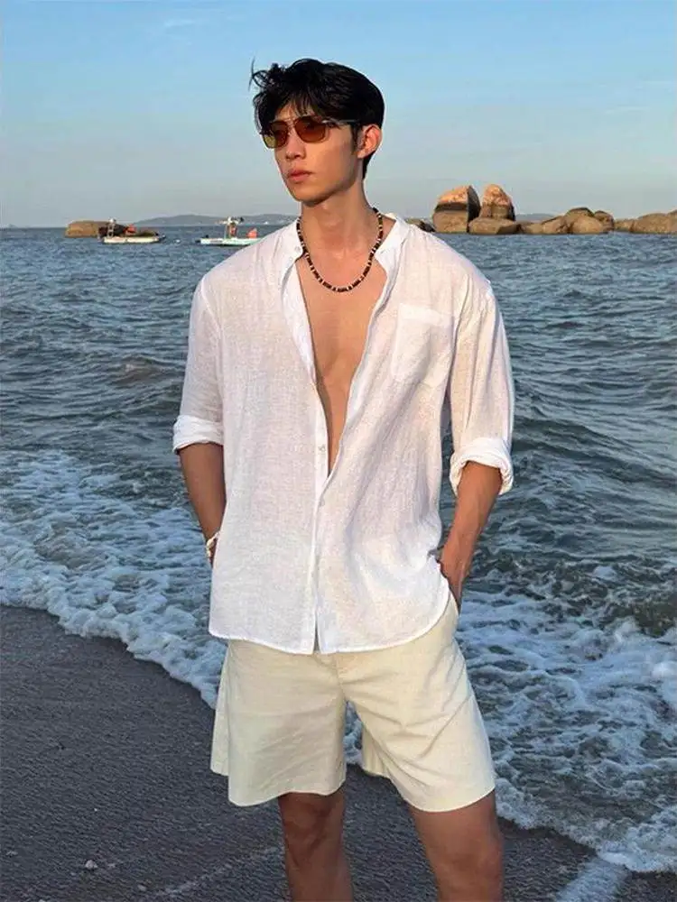 Lightweight Linen Silk Cotton Men's Shirt Summer Beachwear Sun Protection Outerwear Standard Fit Collar Long Sleeve
Lightweight Linen Silk Cotton Men's Shirt Summer Beachwear Sun Protection Outerwear Standard Fit Collar Long Sleeve