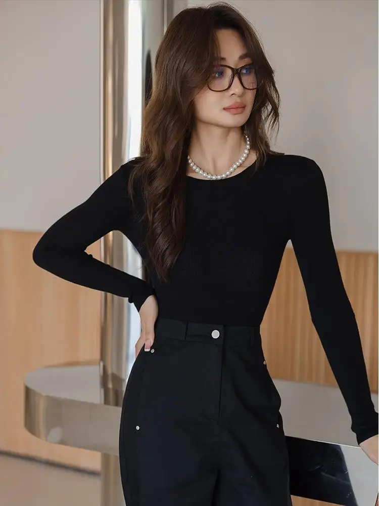 Bla Long Sve Knitted Top Simple Sli Slimming Base Layer irt Spring 2026 New Arrival Commute Sle Korean Version
Bla Long Sve Knitted Top Simple Sli Slimming Base Layer irt Spring 2026 New Arrival Commute Sle Korean Version