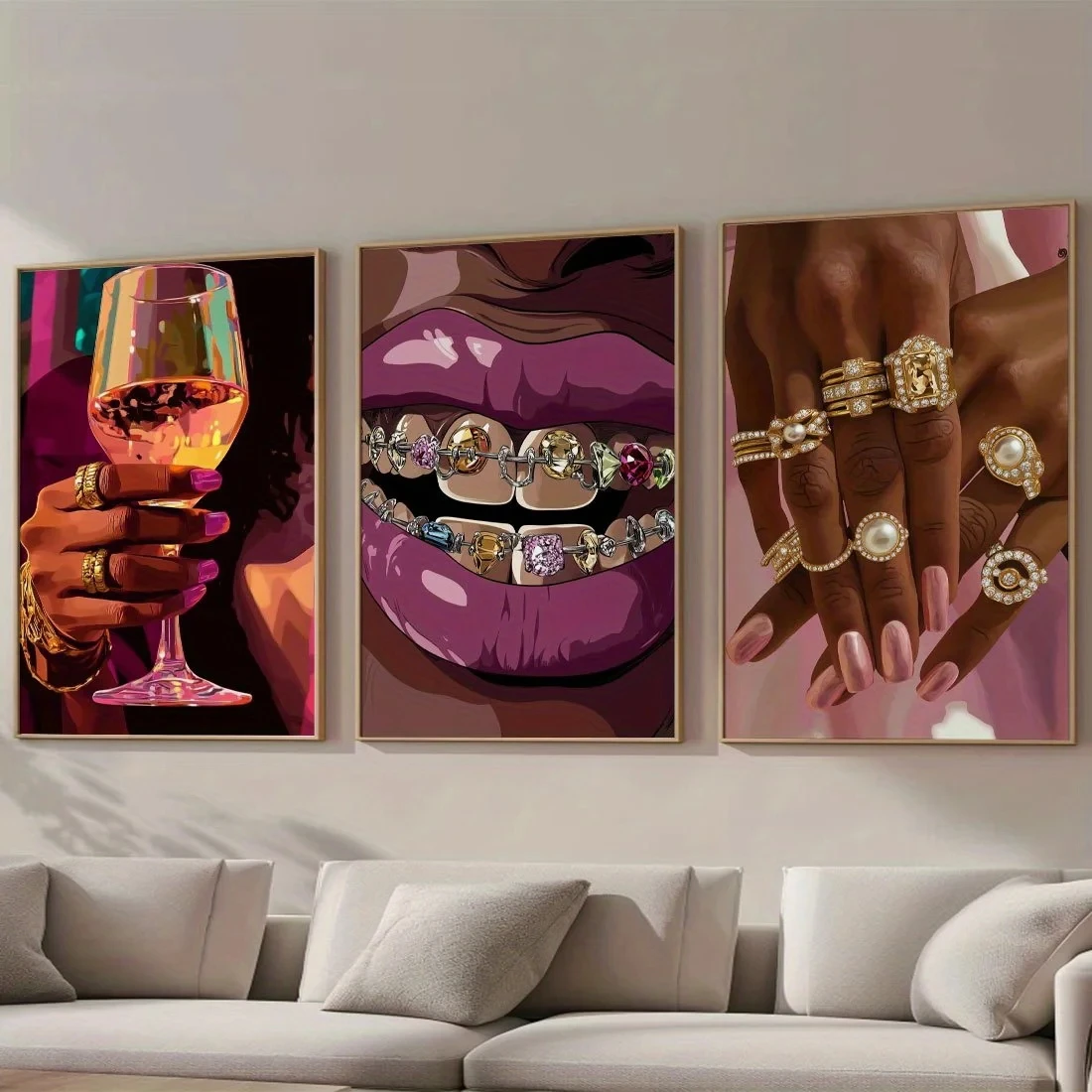 3pcs/Set Abstract Pink African Woman, Golden Jewelry, Canvas Wall Art for Living Room, Bedroom, Office and Kitchen Decoration
3pcs/Set Abstract Pink African Woman, Golden Jewelry, Canvas Wall Art for Living Room, Bedroom, Office and Kitchen Decoration