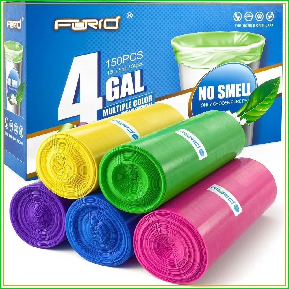 4 Gallon Small Trash Bags, Extra Thick Unscented Garbage Can Liners, 150 Count Multi Colored for Bathroom Office Car
4 Gallon Small Trash Bags, Extra Thick Unscented Garbage Can Liners, 150 Count Multi Colored for Bathroom Office Car