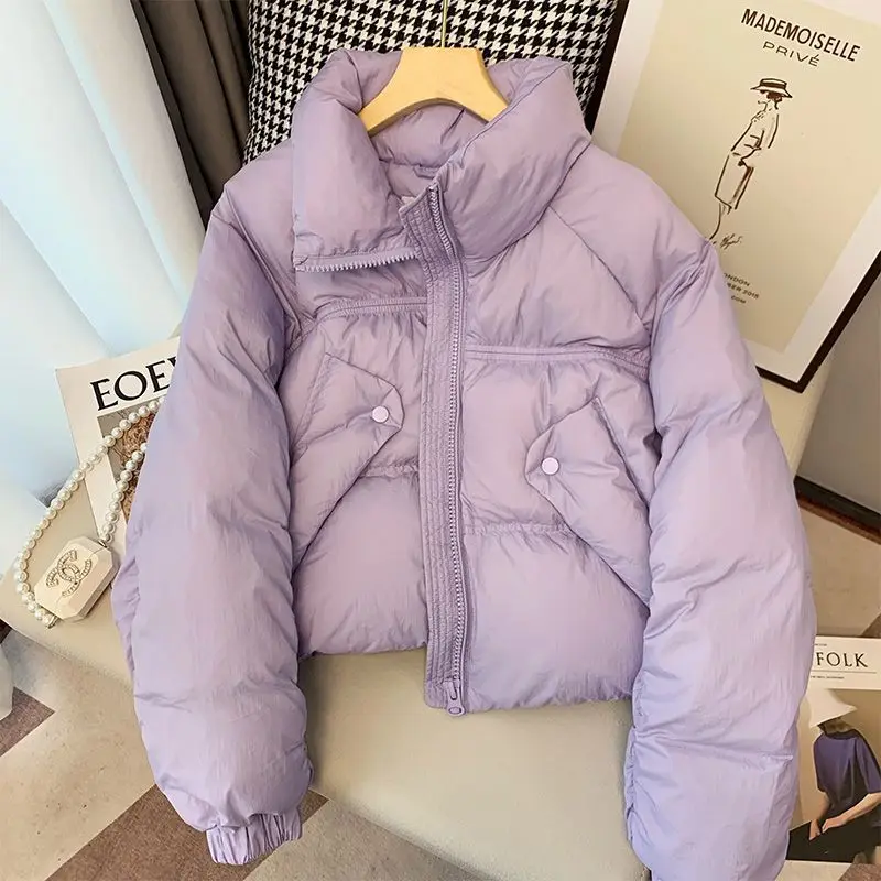 Purple Stand Collar Thickened Short Cotton-padded Jacket Women's New Winter Loose Design Sense Small Cotton-padded Jacket Tide
Purple Stand Collar Thickened Short Cotton-padded Jacket Women's New Winter Loose Design Sense Small Cotton-padded Jacket Tide