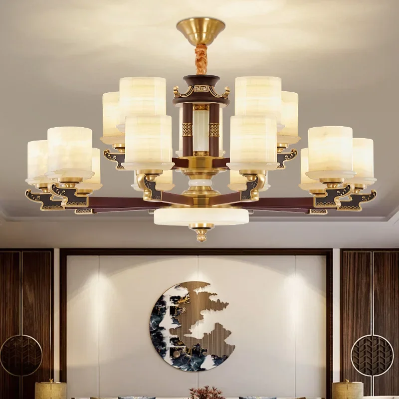 New Chinese-style all-copper chandelier solid wood living room main light zen atmosphere dining room villa duplex building
New Chinese-style all-copper chandelier solid wood living room main light zen atmosphere dining room villa duplex building