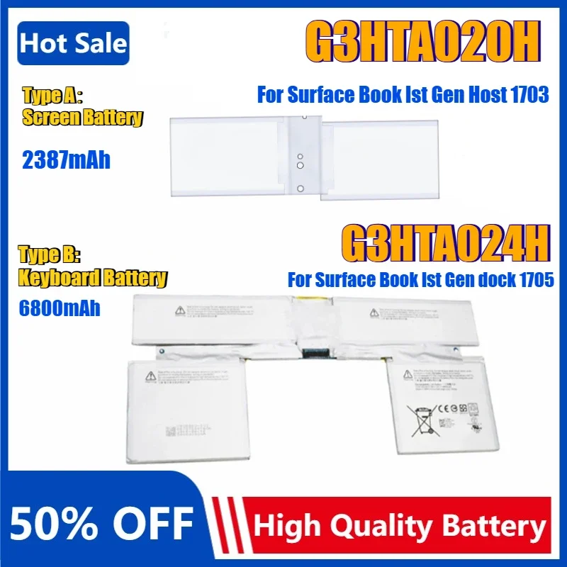 G3HTA020H G3HTA024H Screen Keyboad Battery for Microsoft Surface Book 1 13.5" Inch 1703 1704 1705 CR7-00005 G3HTA023H DAK822470K
G3HTA020H G3HTA024H Screen Keyboad Battery for Microsoft Surface Book 1 13.5" Inch 1703 1704 1705 CR7-00005 G3HTA023H DAK822470K