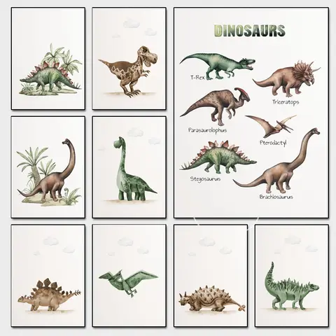 1PC--Children's Room Decoration Poster Dinosaur Tyrannosaurus Rex Canvas printed wall decoration frameless painting Home Room