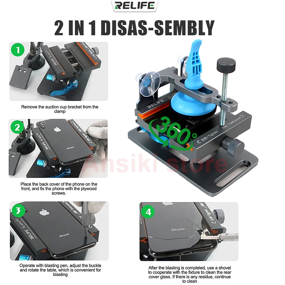 Многофункциональный вращающийся держатель RL-601S Plus для разборки экранов, инструмент для ремонта и разделения задних крышек и LCD-экранов мобильных телефонов
Многофункциональный вращающийся держатель RL-601S Plus для разборки экранов, инструмент для ремонта и разделения задних крышек и LCD-экранов мобильных телефонов