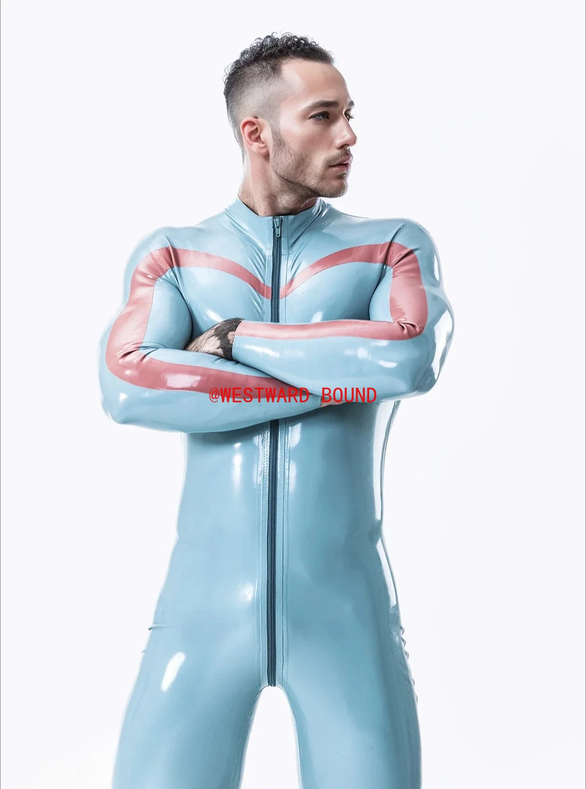 customized rubber mens light blue latex full bodysuit long sleeves red stripe front zipper rubber fetish club wear costume
customized rubber mens light blue latex full bodysuit long sleeves red stripe front zipper rubber fetish club wear costume