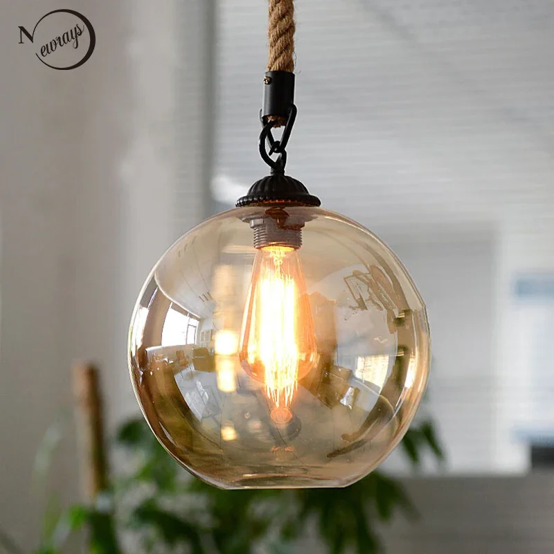 Loft Vintage retro Industrial Glass Ball Hemp rope Pendant Lights E27 Fixtures for Restaurant Dining room Living Room Cafe Bar
Loft Vintage retro Industrial Glass Ball Hemp rope Pendant Lights E27 Fixtures for Restaurant Dining room Living Room Cafe Bar
