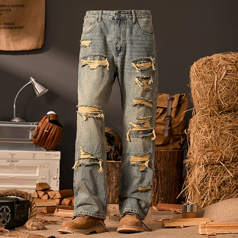 2025 Spring and Summer Retro Loose Straight Tube Piercing Jeans for Men, Trendy Street, Personalized, Nostalgic Pants
2025 Spring and Summer Retro Loose Straight Tube Piercing Jeans for Men, Trendy Street, Personalized, Nostalgic Pants