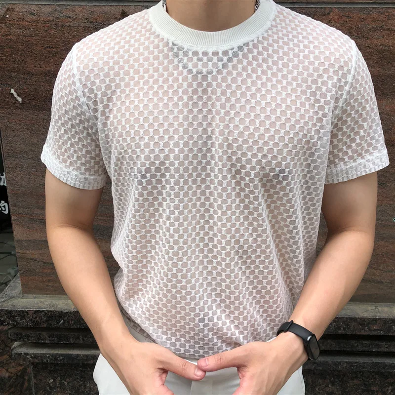 Sexy Lace Tshirt For Male Transparent 2025 Male Tops Tee Funny T Shirts See Through Mesh T Shirt Homme Club Party Prom Chemise
Sexy Lace Tshirt For Male Transparent 2025 Male Tops Tee Funny T Shirts See Through Mesh T Shirt Homme Club Party Prom Chemise