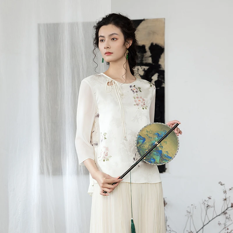 Ele Floral Embroidery Slimming irt Women's Faion Spring 2025 Breathable Polyester Fiber round Ne Seven Sve Length
Ele Floral Embroidery Slimming irt Women's Faion Spring 2025 Breathable Polyester Fiber round Ne Seven Sve Length